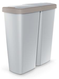 Coș de gunoi DUO gri, 50 l, maro/gri