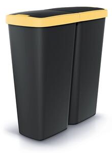 Coș de gunoi DUO negru, 50 l, galben/negru