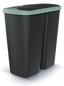 Coș de gunoi DUO negru, 45 l, verde/negru