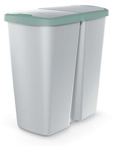 Coș de gunoi DUO gri, 45 l, verde/gri