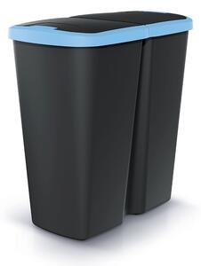 Coș de gunoi DUO negru, 45 l, albastru/negru