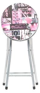 Taburet pliant Cosmo roz, roz, 30x30x50 cm