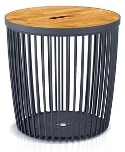 Cos universal cu capac din bambus, 50 l, lemn natural / antracit