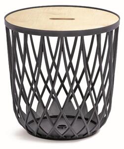 Cos universal cu capac din lemn, 55 l, lemn natural / antracit