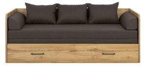Pat TETRIX 80/160x200, stejar wotan/maro, PAL/stofa, cu saltea extensibila si spatiu depozitare