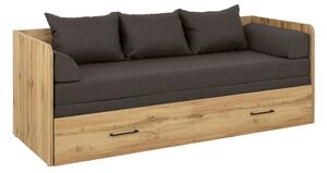 Pat TETRIX 80/160x200, stejar wotan/maro, PAL/stofa, cu saltea extensi