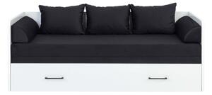 Pat TETRIX 80/160x200, alb/negru, PAL/stofa, cu saltea extensibila si