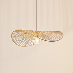 Lindby Lampă suspendată Valdorin, bej, hârtie, lungime 75 cm, reglabil, Bej, Camera de zi / sufragerie, Hârtie / Carton, Modern