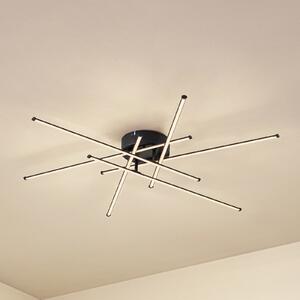 Lindby plafonieră LED Elviano, Ø 80 cm, negru, 3.000 K, Negru, Camera de zi / sufragerie, Aluminiu, Modern