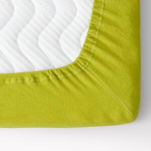 Goldea cearceafuri de pat din terry cu elastic - galben-verde 160 x 200 cm