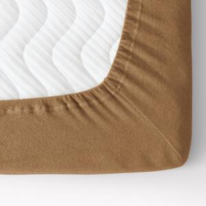 Goldea cearceafuri de pat din terry cu elastic - scorţişoară 90 x 200 cm