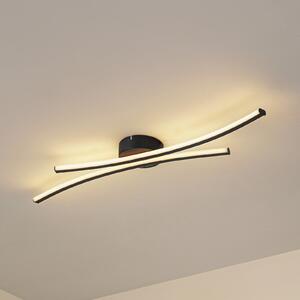 Lindby plafonieră LED Ravion, 90 cm, negru, 3.000 K, Negru, Camera de zi / sufragerie, Aluminiu, Modern