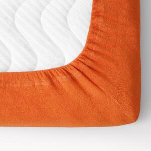 Goldea cearceafuri de pat din terry cu elastic - portocaliu închis 160 x 200 cm