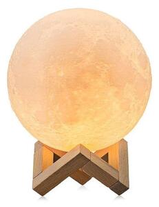 Lampa Luna 3D 20 cm, LED 16 culori, reincarcabila, telecomanda, suport lemn