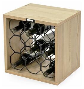 Cube Raft vertical pentru vinuri pentru 9 sticle, stejar