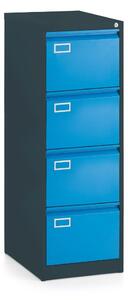 Dosar metalic A4 - 4 sertare, 45,5 x 62 x 132 cm, incuietoare cilindrica, albastru - ral 5012
