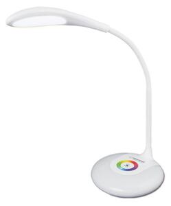 Lampa de birou RGB Esperanza Eternity, USB, 2 comutatoare tactile, brat flexibil, 256 culori, 5500K, 3W, 5V/0,5A, alb