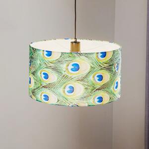 BRITOP Lampă suspendată Pfau, Ø 45 cm, verde, reglabil, Verde, Camera de zi / sufragerie, Țesătură / Textil