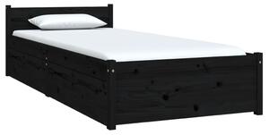 Cadru de pat cu sertare Small Single 2FT6, negru, 75x190 cm