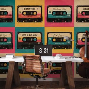 Tapet casete audio retro colorate