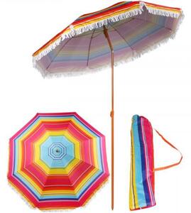 Royokamp umbrelă de soare basculantă cu franjuri 1,8m - Dungat #red-blue