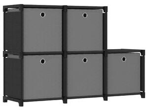 Raft 5 cuburi cu cutii, negru, 103x30x72,5 cm, material textil