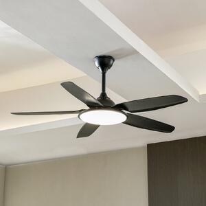 Lucande Ventilator de tavan LED Divian, negru, DC, silențios, CCT, Negru, Camera de zi / sufragerie, Metal, Modern