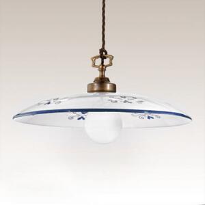 Cremasco Bassano lampă suspendată, 1 sursă detalii albastru, reglabil, Albastru, Camera de zi / sufragerie, Ceramică, Casă de țară / Rustic