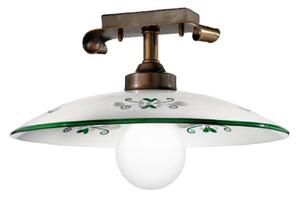 Cremasco Bassano plafonieră, detalii verde, reglabil, Bronz / Alamă Veche, Camera de zi / sufragerie, Metal, Casă de țară / Rustic