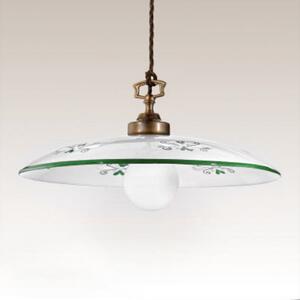 Cremasco Bassano lampă suspendată, 1 sursă, detalii verde, reglabil, Verde, Camera de zi / sufragerie, Ceramică, Casă de țară / Rustic