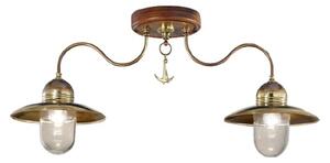 Cremasco Faro plafonieră, lemn-alamă, reglabil, Bronz / Alamă Veche, Camera de zi / sufragerie, Metal, Maritimă