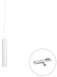 Lampă suspendată de design albă, incl. adaptor de șină monofazat - Slimline Tuba Small