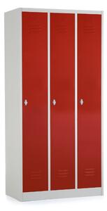 Dulap metalic - 3 compartimente, 90 x 50 x 180 cm, blocare rosie - ral 3000