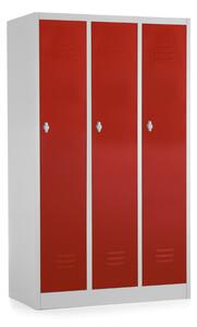 Dulap metalic - 3 compartimente, 90 x 50 x 150 cm, blocare rosie - ral 3000