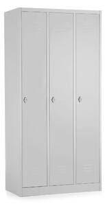 Dulap metalic - 3 compartimente, 90 x 50 x 180 cm, blocare cu rotire, gri deschis - ral 7035