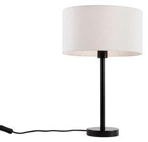 Lampă de masă neagră cu abajur oval din in alb 35cm - Simplo