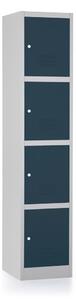 Dulap metalic - 4 cutii, 38 x 45 x 185 cm, broasca cilindrica, antracit - ral 7016