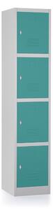 Dulap metalic - 4 cutii, 38 x 45 x 185 cm, blocare, verde - ral 6033