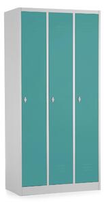 Dulap metalic - 3 compartimente, 90 x 50 x 180 cm, blocare, verde - ral 6033