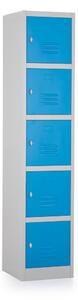 Dulap metalic - 5 cutii, 38 x 45 x 185 cm, blocare, albastru - ral 5012