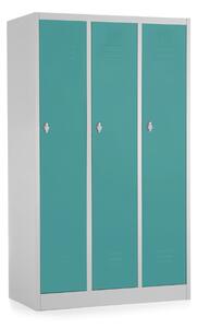 Dulap metalic - 3 compartimente, 90 x 50 x 150 cm, blocare, verde - ral 6033