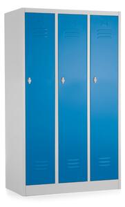 Dulap metalic - 3 compartimente, 90 x 50 x 150 cm, blocare, albastru - ral 5012