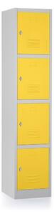 Dulap metalic - 4 cutii, 38 x 45 x 185 cm, blocare, galben - ral 1023
