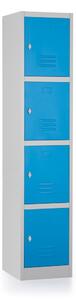 Dulap metalic - 4 cutii, 38 x 45 x 185 cm, blocare, albastru - ral 5012