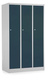 Dulap metalic - 3 compartimente, 90 x 50 x 150 cm, inchidere cilindrica, antracit - ral 7016
