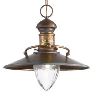 Cremasco Scia lampă suspendată antică, verde bronzat, reglabil, Bronz / Alamă Veche, Camera de zi / sufragerie, Metal, Maritimă