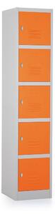 Dulap metalic - 5 cutii, 38 x 45 x 185 cm, blocare, portocaliu - ral 2004