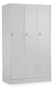 Dulap metalic - 3 compartimente, 90 x 50 x 150 cm, blocare cu rotire, gri deschis - ral 7035
