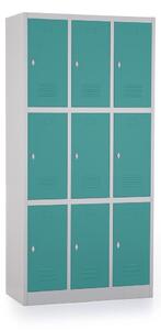 Dulap metalic - 9 cutii, 90 x 45 x 185 cm, blocare, verde - ral 6033