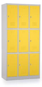 Dulap metalic - 9 cutii, 90 x 45 x 185 cm, blocare cu rotire, galben - ral 1023